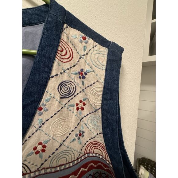 Blair Vintage Vest Knit Embroidered Denim Cottage Core 2XL - Picture 11 of 12